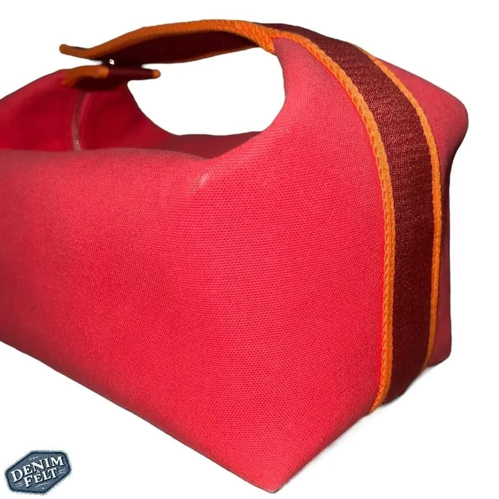 Hermès Hibiscus Pink Canvas Toile Bride-A-Brac Small‎ Travel Case/Vanity Bag